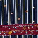 Stretch Cotton Sateen Panel - Nautical Treasures and Stripes - Sailboat Treasures Print - Mood Exclusive St. Tropez Collection
