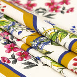Stretch Cotton Sateen - White and Gold Framed Florals - Parfumerie Gardens Print - Mood Exclusive St. Tropez Collection