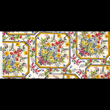 Stretch Cotton Sateen - White and Gold Framed Florals - Parfumerie Gardens Print - Mood Exclusive St. Tropez Collection