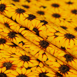 Stretch Cotton Sateen - Yellow and Brown Floral - Population Sunflowers Print - Mood Exclusive St. Tropez Collection
