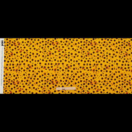 Stretch Cotton Sateen - Yellow and Brown Floral - Population Sunflowers Print - Mood Exclusive St. Tropez Collection