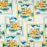 Stretch Cotton Sateen - Blue and Yellow Waterscapes - Palace Regattas Print - Mood Exclusive St. Tropez Collection