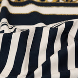 Stretch Cotton Sateen Panel - Ship Wheels and Stripes - Maritime Adornments Print - Mood Exclusive St. Tropez Collection