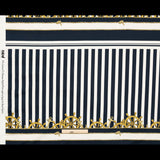 Stretch Cotton Sateen Panel - Ship Wheels and Stripes - Maritime Adornments Print - Mood Exclusive St. Tropez Collection