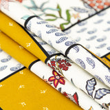 Stretch Cotton Sateen - Yellow and Red Floral Patchwork - Paisley Patches Print - Mood Exclusive St. Tropez Collection