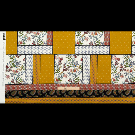 Stretch Cotton Sateen - Yellow and Red Floral Patchwork - Paisley Patches Print - Mood Exclusive St. Tropez Collection