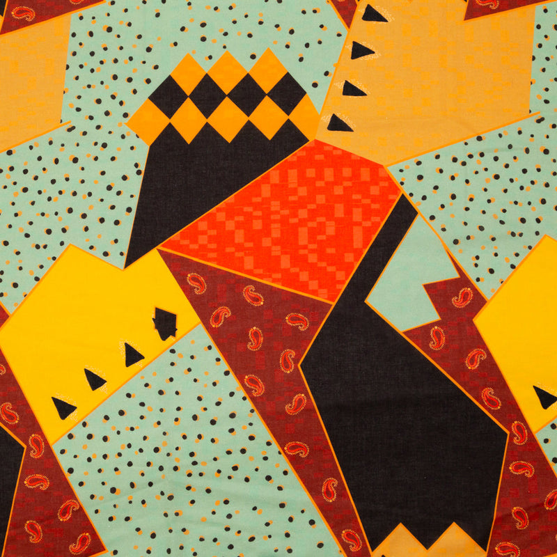 Cotton Voile - Mint, Yellow and Red Geometric - Geometric Playdates Print - Mood Exclusive St. Tropez Collection
