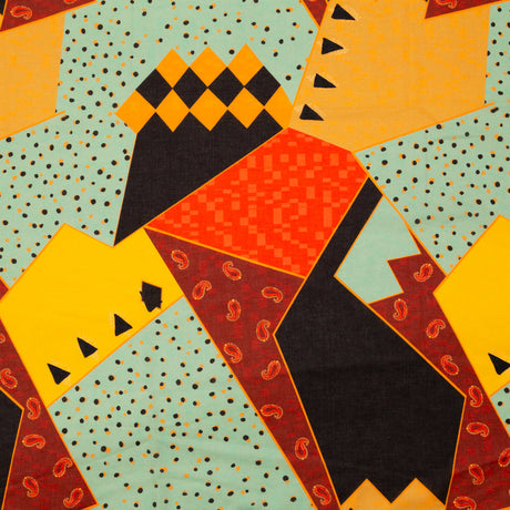 Cotton Voile - Mint, Yellow and Red Geometric - Geometric Playdates Print - Mood Exclusive St. Tropez Collection