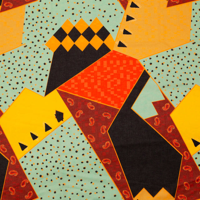 Cotton Voile - Mint, Yellow and Red Geometric - Geometric Playdates Print - Mood Exclusive St. Tropez Collection