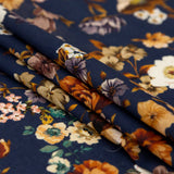 Cotton Voile - Navy and Orange Floral - Floral Dreams Print - Mood Exclusive St. Tropez Collection