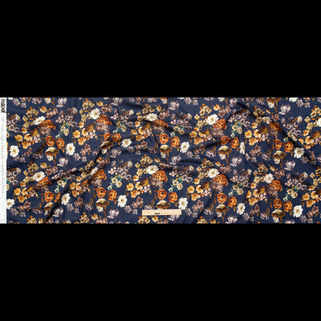 Cotton Voile - Navy and Orange Floral - Floral Dreams Print - Mood Exclusive St. Tropez Collection