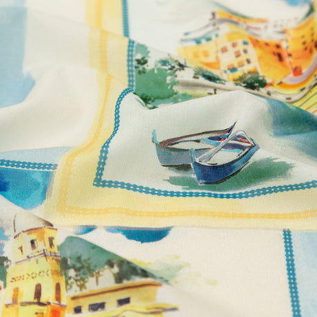 Cotton Voile - Blue and Yellow Waterscapes - Palace Regattas Print - Mood Exclusive St. Tropez Collection