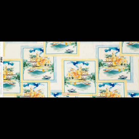 Cotton Voile - Blue and Yellow Waterscapes - Palace Regattas Print - Mood Exclusive St. Tropez Collection