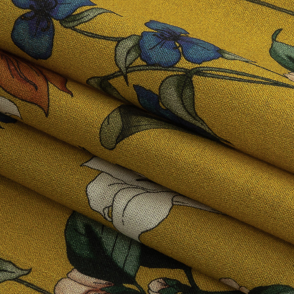 Cotton Voile - Yellow Floral - Mediterranean Dreams Print - Mood Exclusive St. Tropez Collection