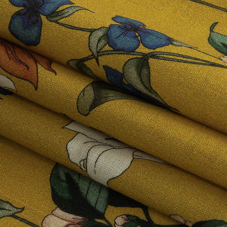 Cotton Voile - Yellow Floral - Mediterranean Dreams Print - Mood Exclusive St. Tropez Collection