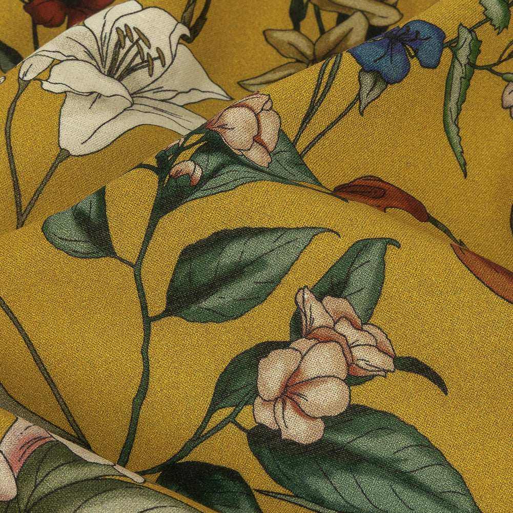 Cotton Voile - Yellow Floral - Mediterranean Dreams Print - Mood Exclusive St. Tropez Collection