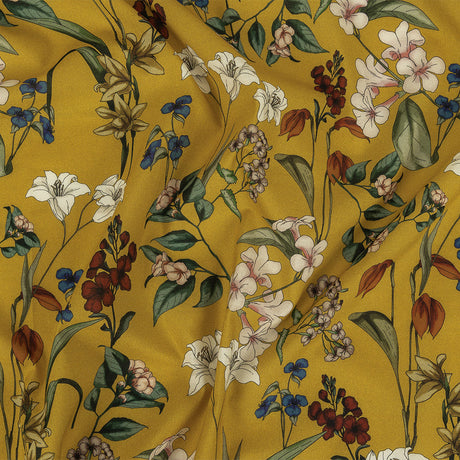 Cotton Voile - Yellow Floral - Mediterranean Dreams Print - Mood Exclusive St. Tropez Collection