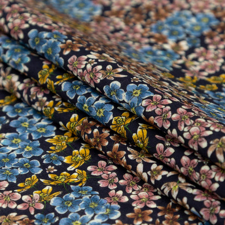 Cotton Voile - Indigo Floral - Floral Symphonies Print - Mood Exclusive St. Tropez Collection