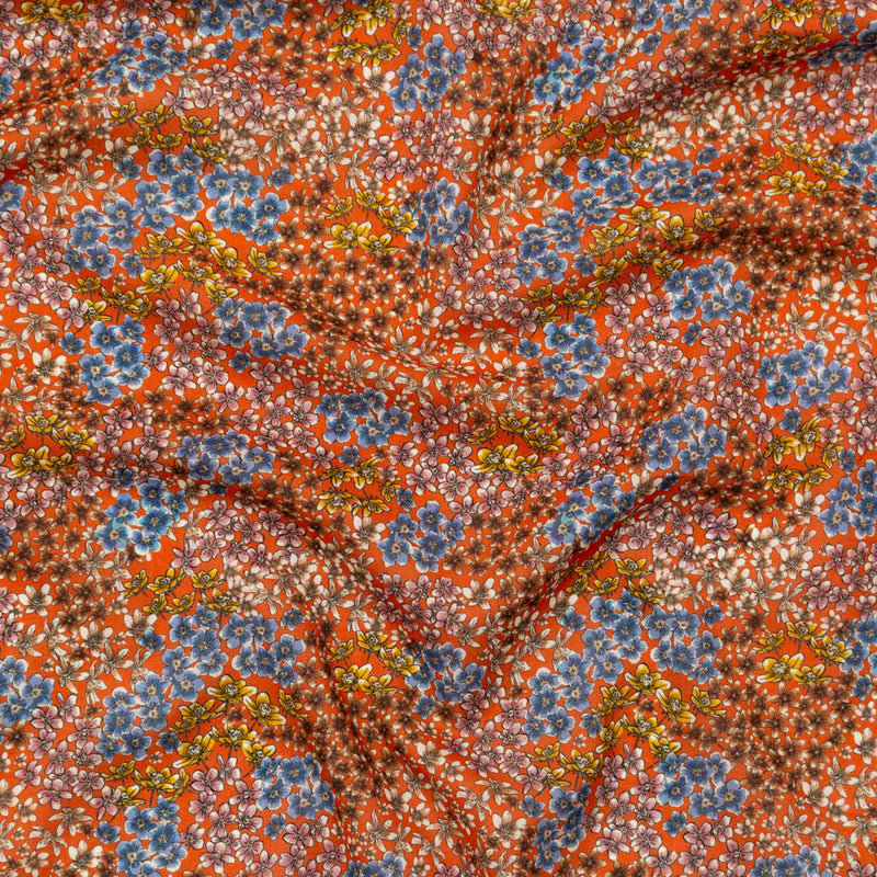 Cotton Voile - Terracotta Floral - Floral Symphonies Print - Mood Exclusive St. Tropez Collection