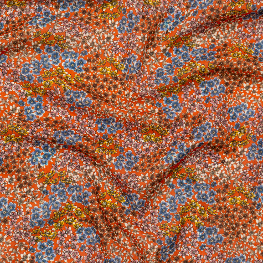 Cotton Voile - Terracotta Floral - Floral Symphonies Print - Mood Exclusive St. Tropez Collection