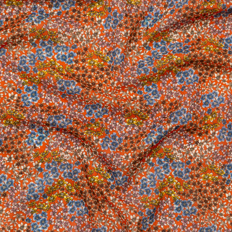 Cotton Voile - Terracotta Floral - Floral Symphonies Print - Mood Exclusive St. Tropez Collection