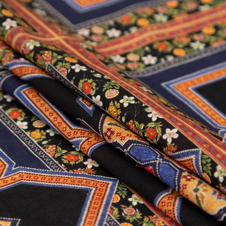 Cotton Voile - Floral Tiles - Mosaic Views Print - Mood Exclusive St. Tropez Collection