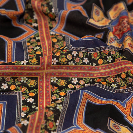 Cotton Voile - Floral Tiles - Mosaic Views Print - Mood Exclusive St. Tropez Collection