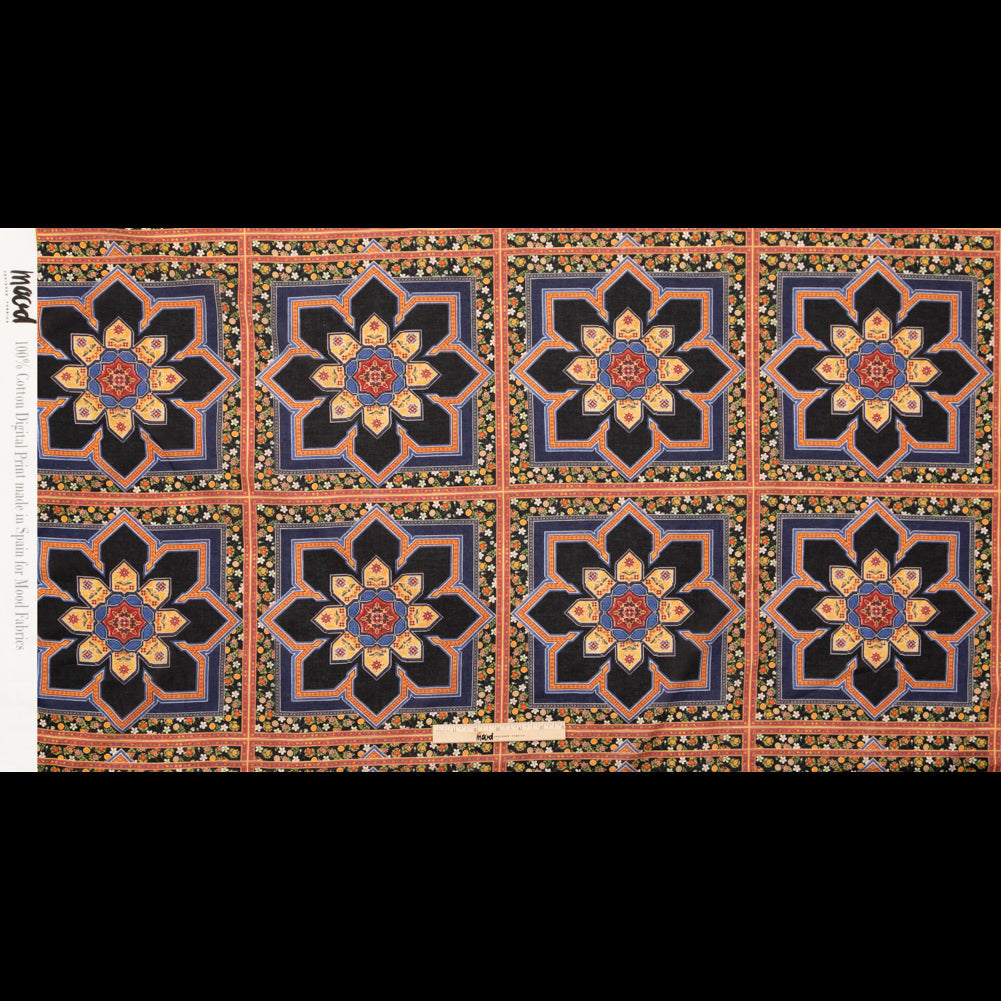 Cotton Voile - Floral Tiles - Mosaic Views Print - Mood Exclusive St. Tropez Collection