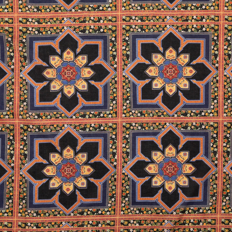 Cotton Voile - Floral Tiles - Mosaic Views Print - Mood Exclusive St. Tropez Collection