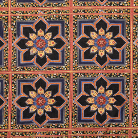 Cotton Voile - Floral Tiles - Mosaic Views Print - Mood Exclusive St. Tropez Collection