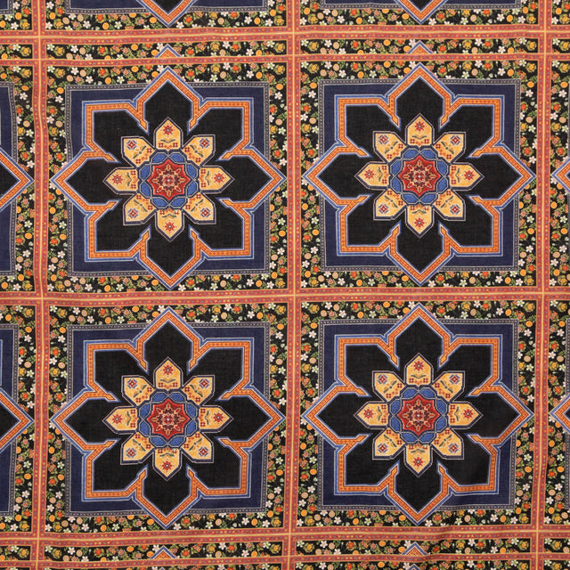 Cotton Voile - Floral Tiles - Mosaic Views Print - Mood Exclusive St. Tropez Collection
