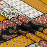 Cotton Voile - Yellow and Red Floral Patchwork - Paisley Patches Print - Mood Exclusive St. Tropez Collection