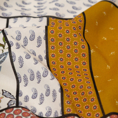 Cotton Voile - Yellow and Red Floral Patchwork - Paisley Patches Print - Mood Exclusive St. Tropez Collection