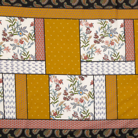 Cotton Voile - Yellow and Red Floral Patchwork - Paisley Patches Print - Mood Exclusive St. Tropez Collection