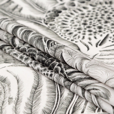 Cotton Voile - Black and White Sunflowers - Mood Exclusive Floral Hideaways Print