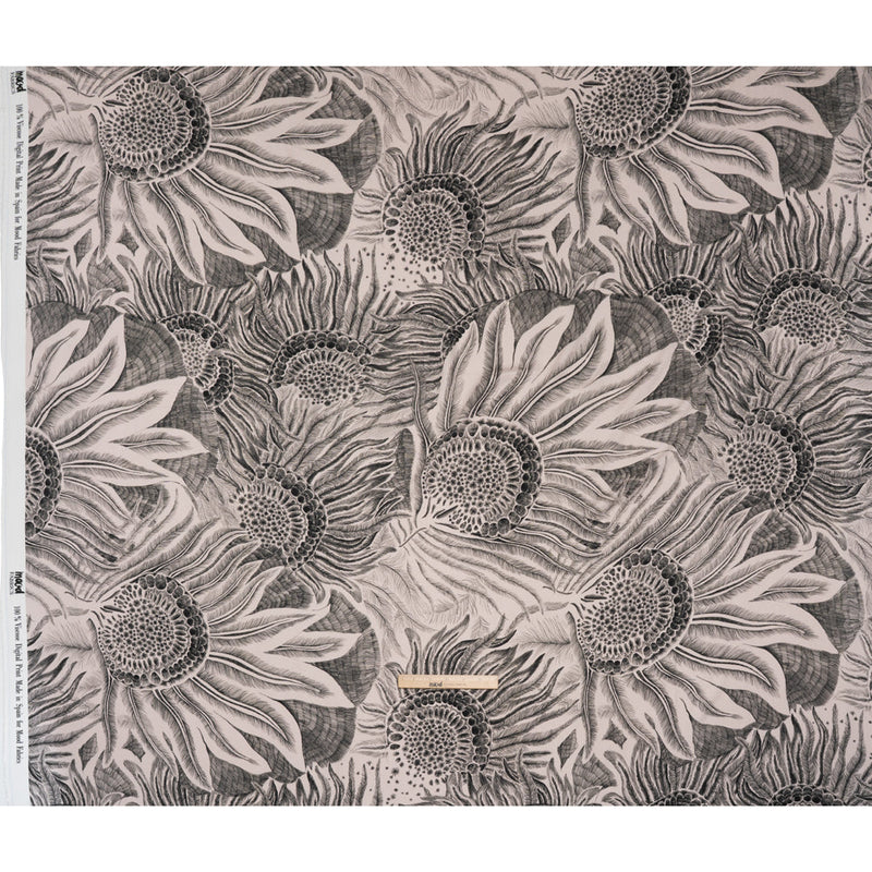 Rayon Challis - Black and White Sunflowers - Mood Exclusive Floral Hideaways Print