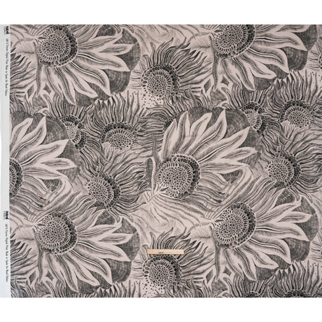 Rayon Challis - Black and White Sunflowers - Mood Exclusive Floral Hideaways Print