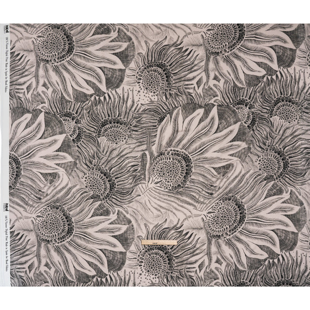 Rayon Challis - Black and White Sunflowers - Mood Exclusive Floral Hideaways Print