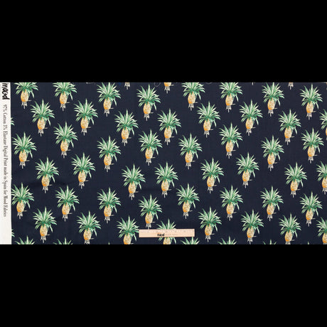 Cotton Voile - Navy Blue Pineapples - Intaglio Pines Print - Mood Exclusive St. Tropez Collection
