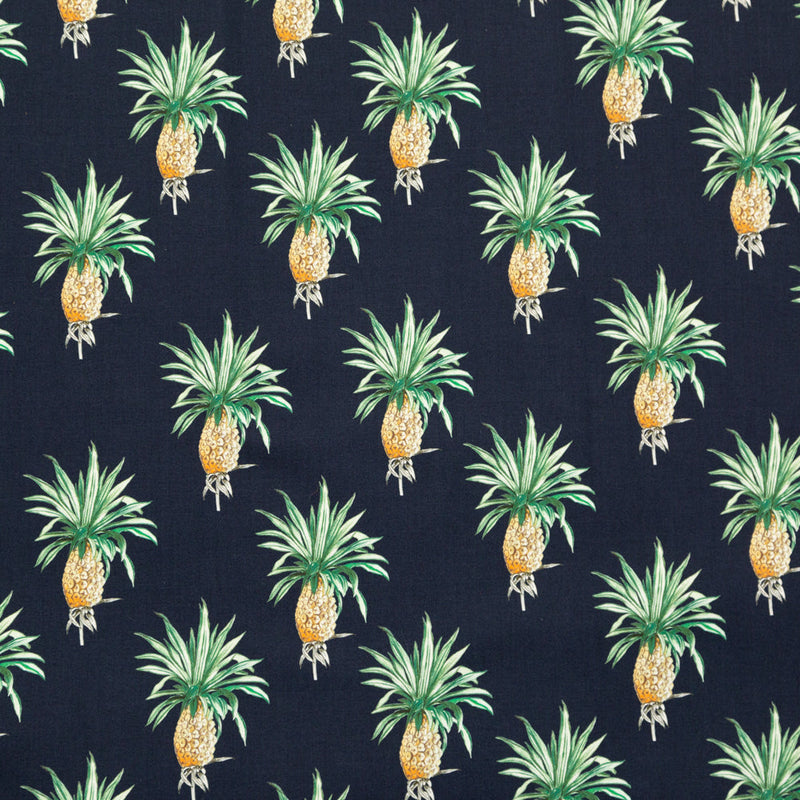 Cotton Voile - Navy Blue Pineapples - Intaglio Pines Print - Mood Exclusive St. Tropez Collection