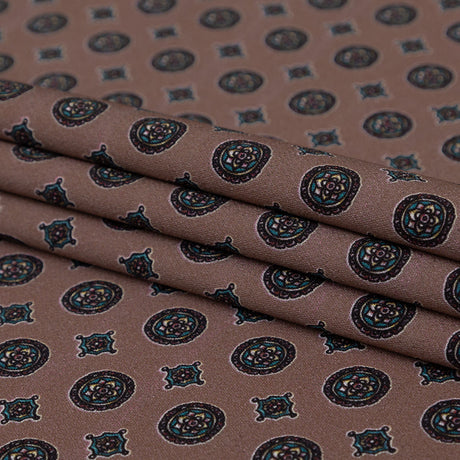 Stretch Polyester Crepe - Rose Taupe Medallions - Peaceful Ease Print - Mood Exclusive Kenko Collection