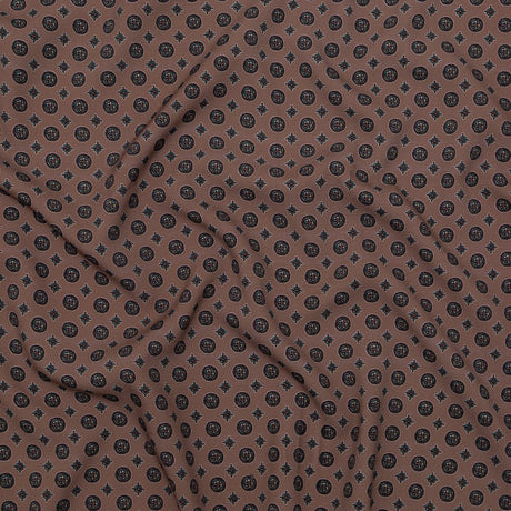 Stretch Polyester Crepe - Rose Taupe Medallions - Peaceful Ease Print - Mood Exclusive Kenko Collection