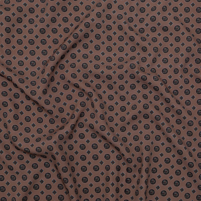 Stretch Polyester Crepe - Rose Taupe Medallions - Peaceful Ease Print - Mood Exclusive Kenko Collection