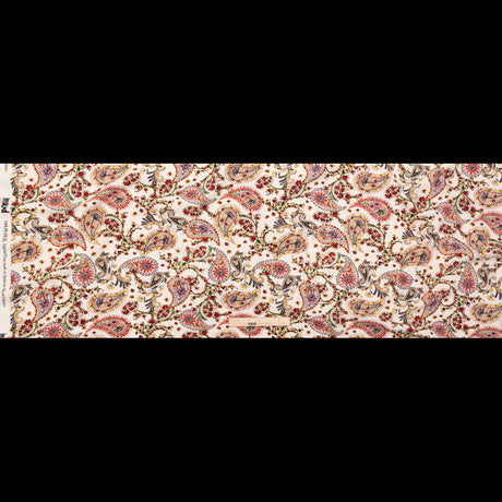 Stretch Polyester Crepe - White Paisleys - Thought Impressions Print - Mood Exclusive Kenko Collection