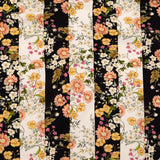 Stretch Polyester Crepe - Black and White Floral Stripes - Better in the Night Print - Mood Exclusive Kenko Collection