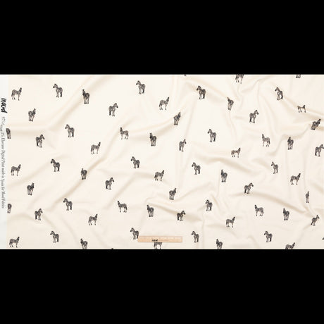 Stretch Cotton Sateen - White Zebras - Passing Interest Print - Mood Exclusive Kenko Collection