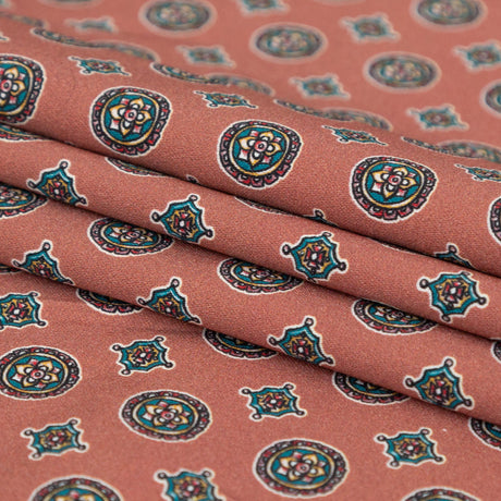 Stretch Cotton Sateen - Rose Taupe Medallions - Peaceful Ease Print - Mood Exclusive Kenko Collection