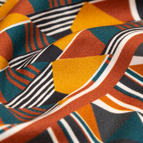 Stretch Cotton Sateen - Floral and Geometric Patchwork - Idle Hours Print - Mood Exclusive Kenko Collection