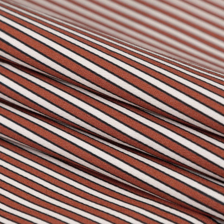 Stretch Cotton Sateen - Red and White Stripes - Evening Draws In Print - Mood Exclusive Kenko Collection