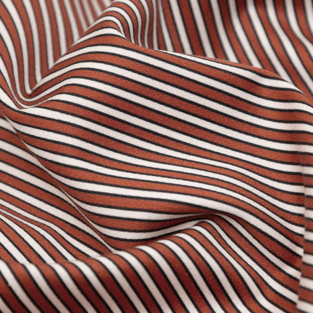 Stretch Cotton Sateen - Red and White Stripes - Evening Draws In Print - Mood Exclusive Kenko Collection